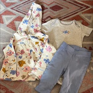 Carter's Floral Hoodie and Blue Pants Set